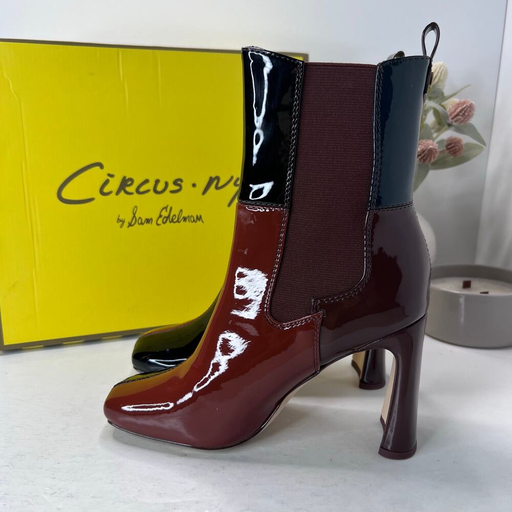 Circus Sam Edelman Elle Patchwork Dress Boots Brown/Red/Black Women 7 Tried On